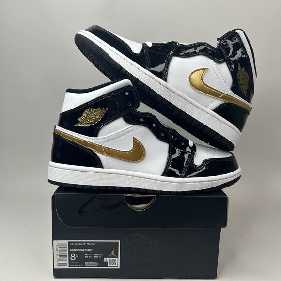 Jordan Other - Nike Air Jordan 1 Mid SE “Patent Black Metallic Gold” 2023